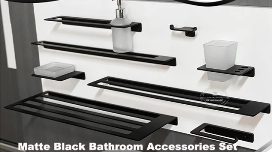 현대 6 PCS 목욕 하드웨어 세트 현대 럭셔리 매트 블랙 호텔 욕실 제품 목욕 액세서리